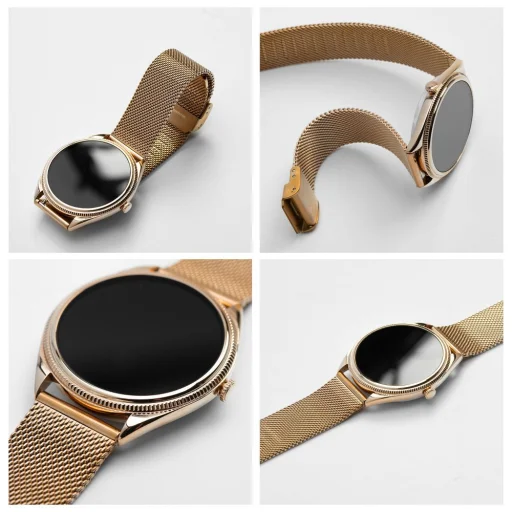 Inteligentné hodinky Titmo O-170 (AMOLED, bluetooth volanie, zlatý sieťovaný remienok z nehrdzavejúcej ocele) zlaté - 12