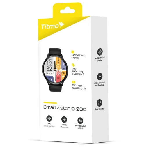 Titmo O-200 Smart hodinky (GPS, AMOLED, Bluetooth hovory, silikónový remienok) čierne - 12
