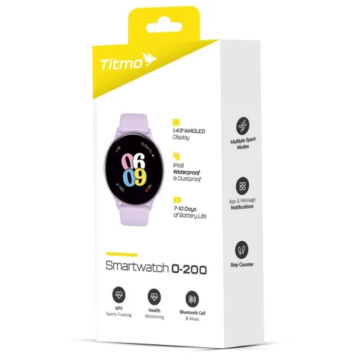 Titmo O-200 inteligentné hodinky (GPS, AMOLED, bluetooth hovory, silikónový remienok) levanduľové - 10