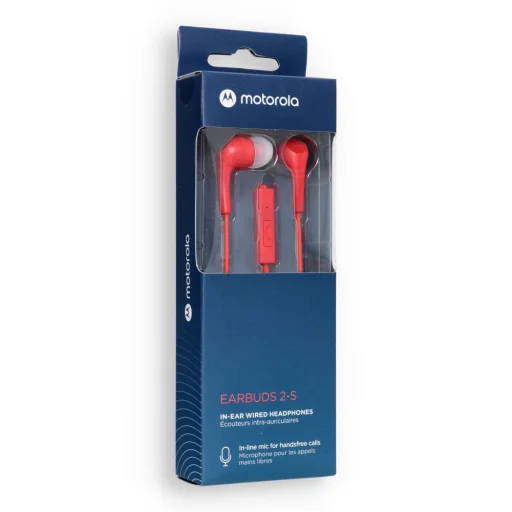 MOTOROLA Ear Buds 2-s červené káblové slúchadlá s mikrofónom 3,5 mm - 3