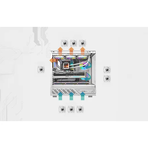 DarkFlash DS950+displej biela (+6 ventilátorov) počítačová skriňa - 12