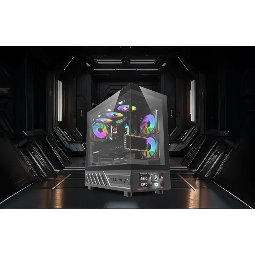 DarkFlash počítačová skriňa DS950+displej čierna (+6 ventilátorov) - 9