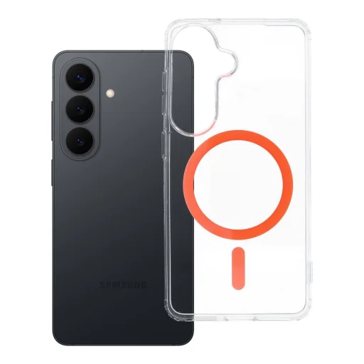 Samsung Galaxy S26 puzdro s lepeným farebným prstencom, kompatibilné s MagSafe, oranžové - 4