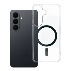 Samsung Galaxy S26 puzdro tmavé Drop Glue farebný krúžok Mag kryt kompatibilné s MagSafe tmavozelené puzdro