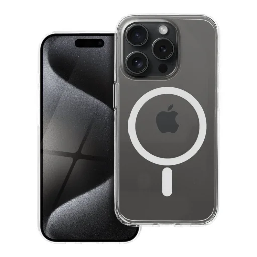 iPhone 15 Pro Forcell F-Protect priehľadné hybridné prémiové puzdro kompatibilné s MagSafe, priehľadné puzdro - 1