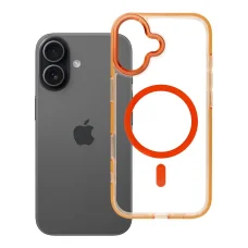 iPhone 17 puzdro FRAME CLEAR HYBRID MAG COVER kompatibilné s MagSafe oranžové