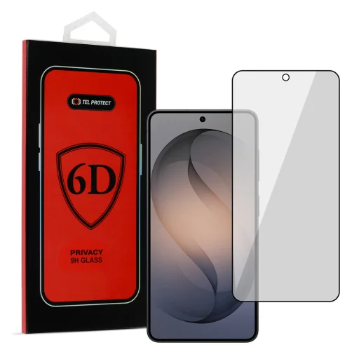 Tel Protect Celoplošné 6D Privacy Tvrdené sklo pre Samsung Galaxy S26 Plus - Čierne (s odomykaním odtlačkom prsta) - 1