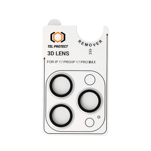 Tel Protect 3D ochranné tvrdené sklo na šošovku fotoaparátu pre iPhone 17 Pro/17 Pro Max strieborné (3 kusy šošoviek) - 2