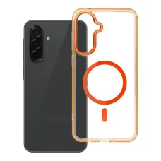 Samsung Galaxy A36 puzdro FRAME CLEAR HYBRID MAG COVER kompatibilné s MagSafe napa oranžová