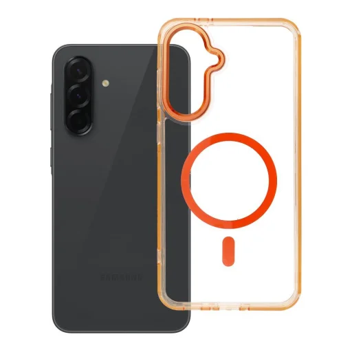 Samsung Galaxy A36 puzdro FRAME CLEAR HYBRID MAG COVER kompatibilné s MagSafe napa oranžová - 1