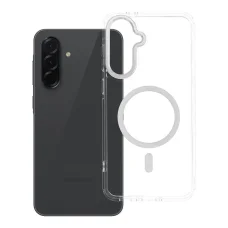 Puzdro na Samsung Galaxy A36 FRAME CLEAR HYBRID MAG COVER kompatibilné s MagSafe priehľadné