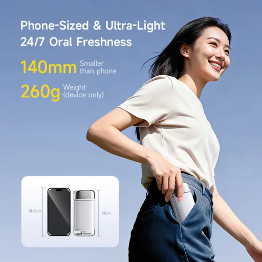 Deerma - Ústna sprcha (CY01) - s 3 režimami čistenia, odnímateľná nádržka, 240ml, 140PSI, USB-C, IPX7 - biela - 4