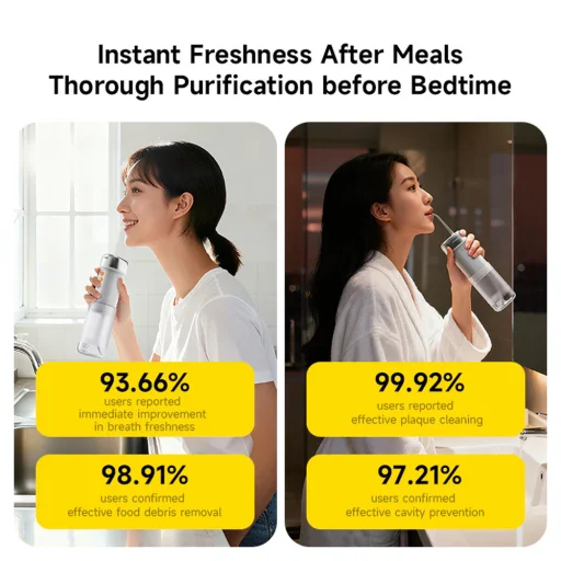 Deerma - Ústna sprcha (CY01) - s 3 režimami čistenia, odnímateľná nádržka, 240ml, 140PSI, USB-C, IPX7 - biela - 6