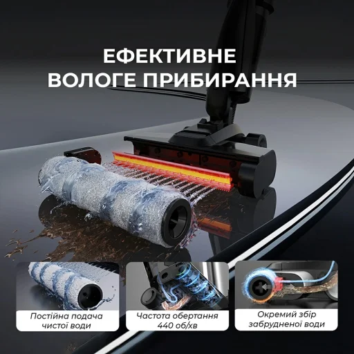 Deerma - Bezdrôtový vysávač na mokré a suché vysávanie (VX100 Ultra) - 20 000 Pa, umývanie horúcou vodou, sušenie vzduchom pri 100 °C, proti zamotávaniu - čierny - 6