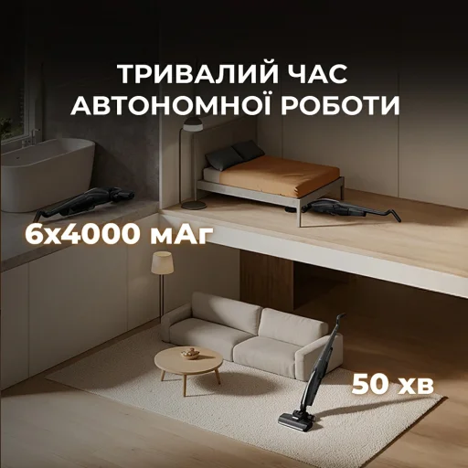 Deerma - Bezdrôtový vysávač na mokré a suché vysávanie (VX100 Ultra) - 20 000 Pa, umývanie horúcou vodou, sušenie vzduchom pri 100 °C, proti zamotávaniu - čierny - 7