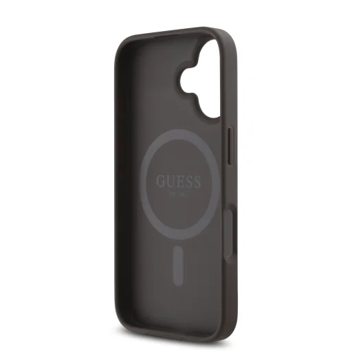 Guess PU 4G Small Metal Logo MagSafe kryt pre iPhone 16 Plus hnedý - 6