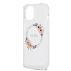 Guess PC/TPU Flowers Ring Glossy Logo MagSafe puzdro pre iPhone 15 Plus priehľadné thumbnail