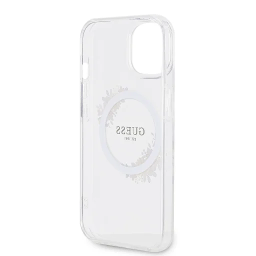 Guess PC/TPU Flowers Ring Glossy Logo MagSafe puzdro pre iPhone 15 Plus priehľadné - 6