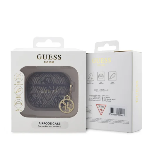 Guess 4G PU Charm puzdro na AirPods 3 hnedé - 3