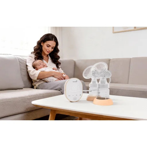 Dvojitá odsávačka mlieka Grownsy ružová (EBP02) - 2