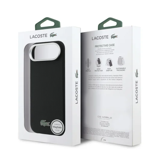 Lacoste Ikonické Petit Pique MagSafe puzdro s kovovým logom pre iPhone 17 Air čierne - 7