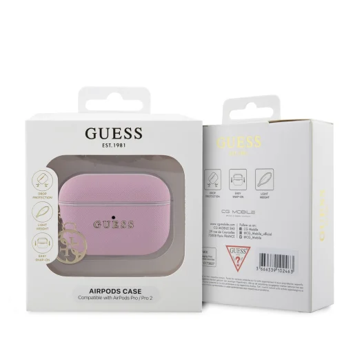 Guess Saffiano 4G Charm puzdro pre AirPods Pro 2 ružové - 4