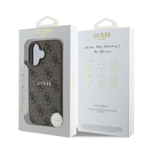 Guess PU 4G Classic Logo MagSafe puzdro iPhone 16 Plus hnedé puzdro - 7