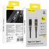 Blavec Lumix pletený flipový obal - Type-C na Type-C - PD 240W 5A LED displej 1,2 metra Apple CarPlay/Android Auto (CLU-CC5BG12) čierno-sivý, thumbnail