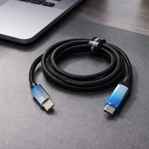 Blavec Kábel Velox pletený - Type C na Type C - PD 100W 5A LED displej 1,2 metra Apple CarPlay/Android Auto (CVE-CC5B12) čierny - 3