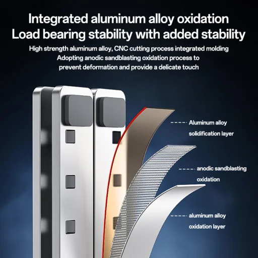 Yesido - Stojan na notebook (LP07) - Stabilná a bezpečná konštrukcia, 7 úrovní nastavenia výšky, hliníková zliatina, pre 13-20 palcové notebooky - Strieborná - 3