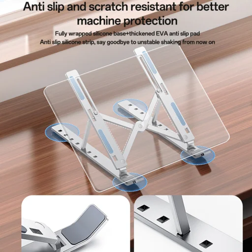 Yesido - Stojan na notebook (LP07) - Stabilná a bezpečná konštrukcia, 7 úrovní nastavenia výšky, hliníková zliatina, pre 13-20 palcové notebooky - Strieborná - 4