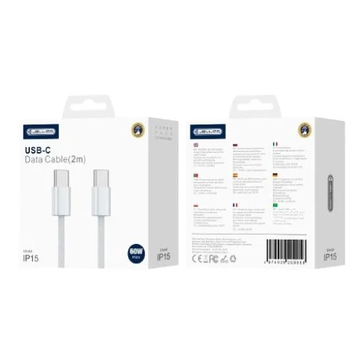 JELLICO kábel IP15 USB-C - USB-C PD 60W 2m Biely - 1