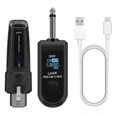 K1 súprava prevodníka z káblového na bezdrôtový mikrofón pre ručný dynamický mikrofón (1 vysielač XLR + 1 prijímač 6,35 JACK)