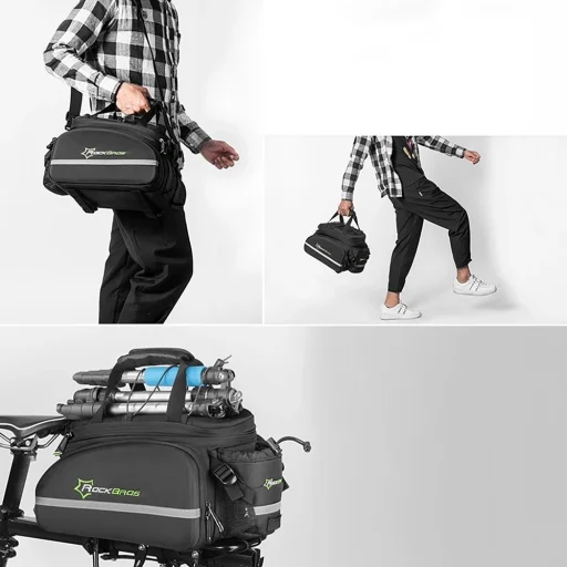 Rockbros A6-03BK biciklis táska hátsó csomagtartóra 35 l, kihajtható zsebekkel - fekete - 6