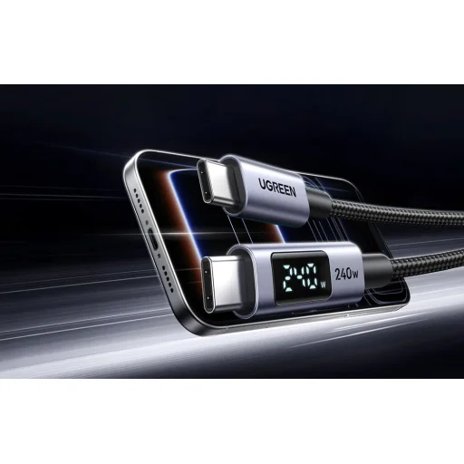 L530 USB-C kábel 240W 480Mbps 3m Sivý - 2