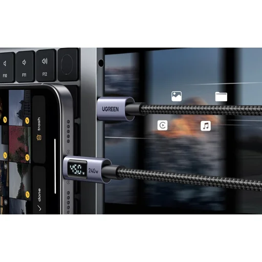 L530 USB-C kábel 240W 480Mbps 3m Sivý - 4