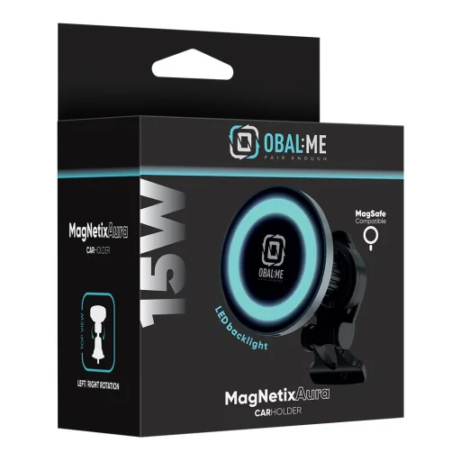 OBAL:ME MagNetix Aura Bezdrôtový držiak na telefón do auta 15W čierny - 7
