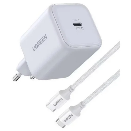 Ugreen X524 45W USB-C GaN nabíjačka biela + 1m kábel - 1
