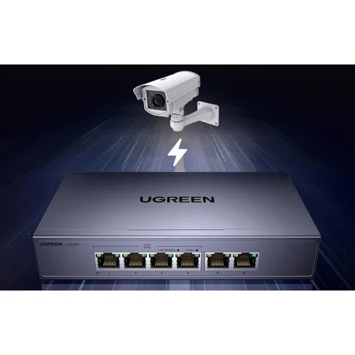 Ugreen CM741 6-Port Gigabites Ethernet Switch PoE támogatással - 3
