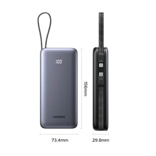 UGREEN PB528 (55985B) powerbank, 20000mAh, 30W, QC + PD, Szürke - 2