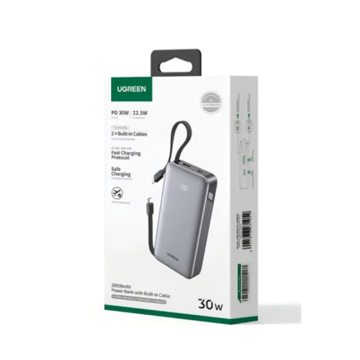 UGREEN PB528 (55985B) powerbank, 20000mAh, 30W, QC + PD, Szürke - 3
