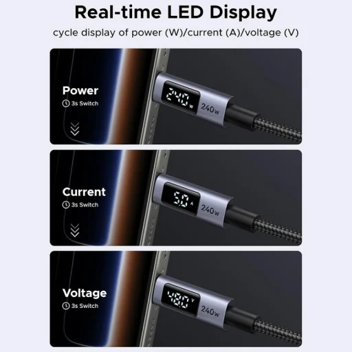 USB-C - USB-C kábel UGREEN 65866 displej, 240W, 1m, sivý - 5
