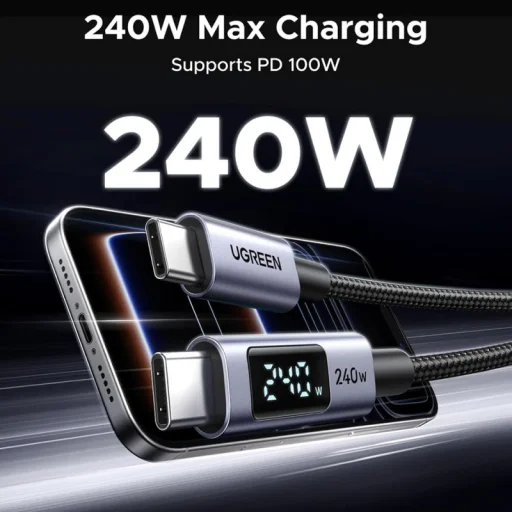 USB-C - USB-C kábel UGREEN 65866 displej, 240W, 1m, sivý - 3