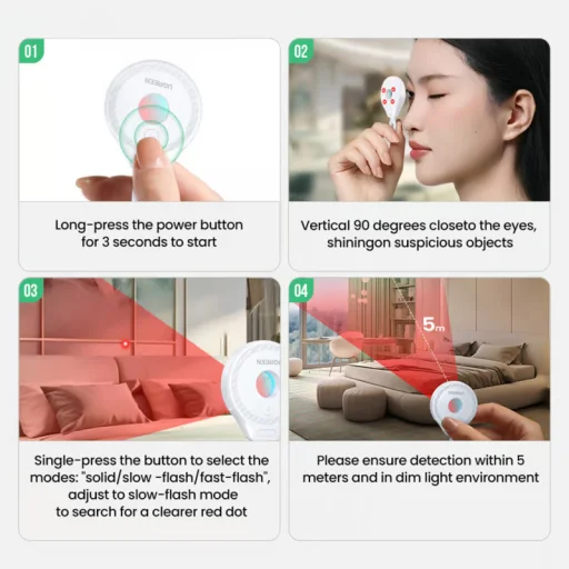 Anti-Spy Kamera Detektor UGREEN LP793 (35579), Fekete - 6