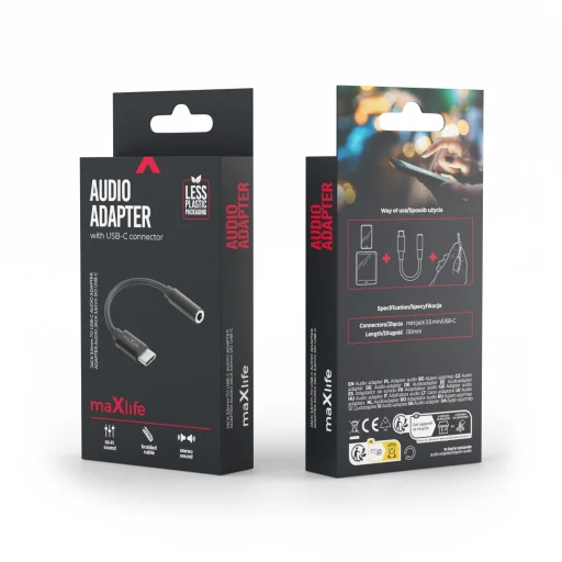 Maxlife audio adaptér MXJC-02 jack 3,5 mm - USB-C čierny - 2