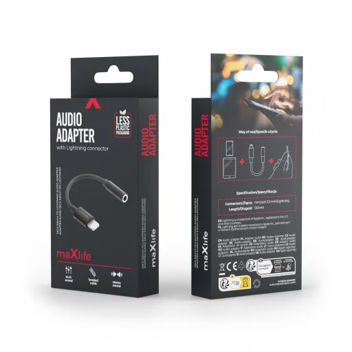 iPhone Maxlife audio adaptér MXJL-02 jack 3,5 mm - Lightning čierny - 2