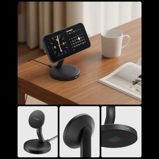 Spigen EF151MS Essential magnetická bezdrôtová nabíjačka MagSafe 15W čierna - 4