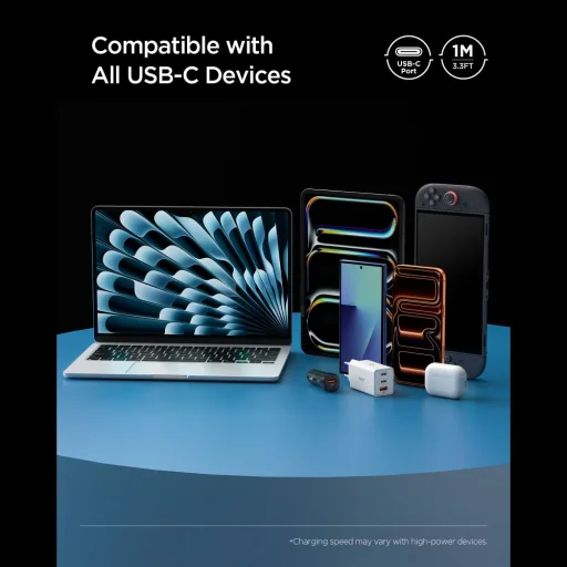 Spigen EB10010CCA Essential Type-C kábel 100W 100cm čierny - 6