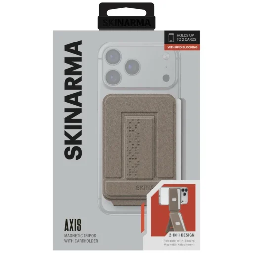 iPhone Skinarma Axis magnetický skladací tripod a držiak na karty Khaki - 6