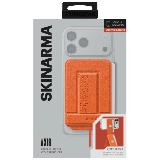 iPhone Skinarma Axis magnetický skladací tripod a držiak na karty oranžový - 6